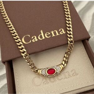 Gold Necklace with Red Accent